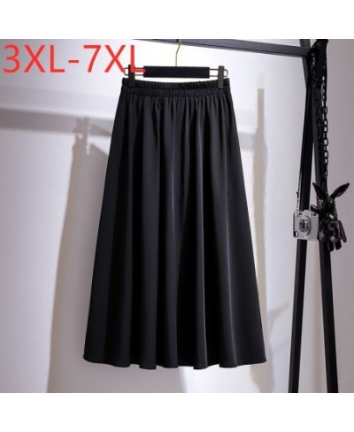 New 2023 Ladies Summer Plus Size Women Clothing Long Skirt For Women Large Casual Loose A-line Black Pleated Skirts 7XL $50.2...