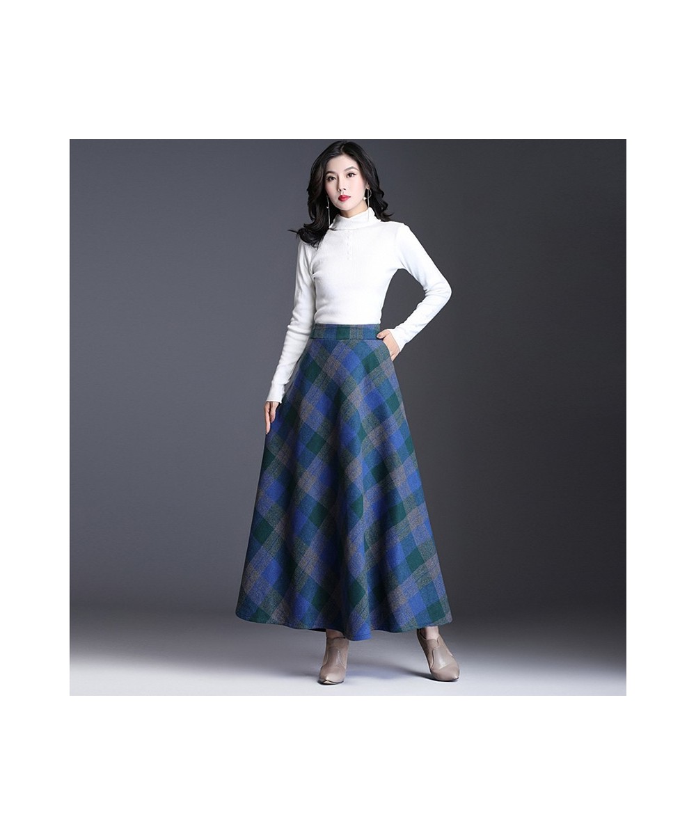 Plus Size 3XL Women Plaid Skirt Thick Warm Elegant Tall Waist Long Skirt 2023 Winter Casual Woolen Long Plaid Skirt Female $5...