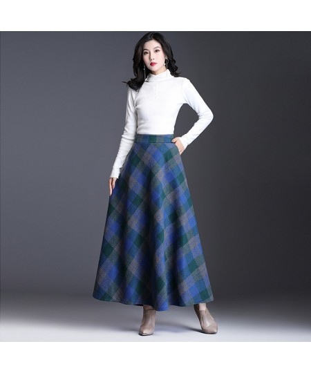 Plus Size 3XL Women Plaid Skirt Thick Warm Elegant Tall Waist Long Skirt 2023 Winter Casual Woolen Long Plaid Skirt Female $5...