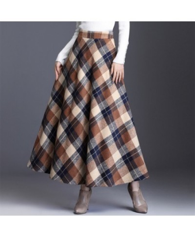 Plus Size 3XL Women Plaid Skirt Thick Warm Elegant Tall Waist Long Skirt 2023 Winter Casual Woolen Long Plaid Skirt Female $5...