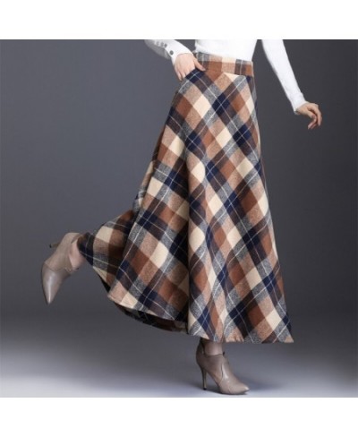 Plus Size 3XL Women Plaid Skirt Thick Warm Elegant Tall Waist Long Skirt 2023 Winter Casual Woolen Long Plaid Skirt Female $5...