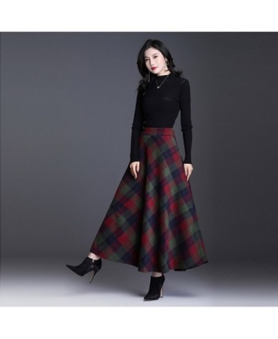 Plus Size 3XL Women Plaid Skirt Thick Warm Elegant Tall Waist Long Skirt 2023 Winter Casual Woolen Long Plaid Skirt Female $5...