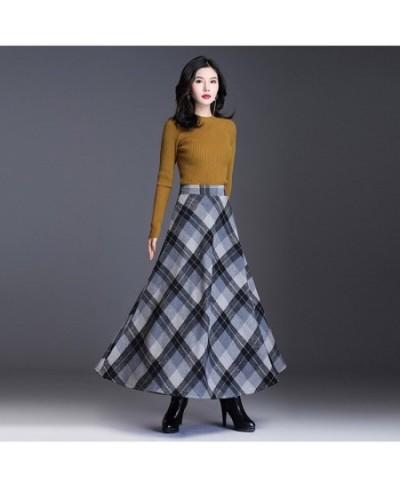 Plus Size 3XL Women Plaid Skirt Thick Warm Elegant Tall Waist Long Skirt 2023 Winter Casual Woolen Long Plaid Skirt Female $5...