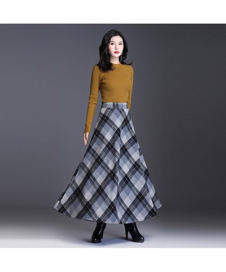 Plus Size 3XL Women Plaid Skirt Thick Warm Elegant Tall Waist Long Skirt 2023 Winter Casual Woolen Long Plaid Skirt Female $5...