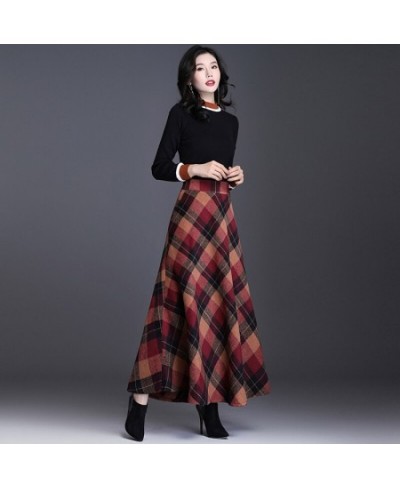 Plus Size 3XL Women Plaid Skirt Thick Warm Elegant Tall Waist Long Skirt 2023 Winter Casual Woolen Long Plaid Skirt Female $5...