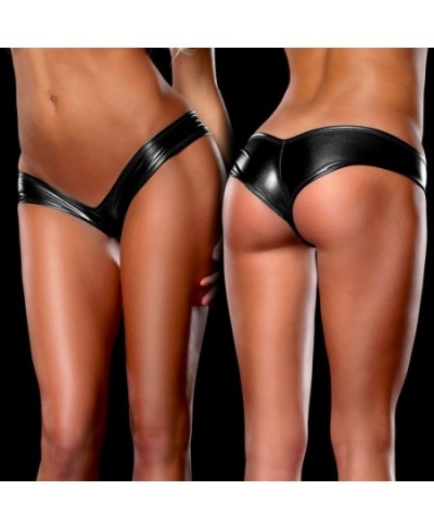 Lacquer Leather Trendy Panties Ladies Fashion Low-waist Panties Sexy Solid Color Panties Shiny Personality Panties $11.20 - U...