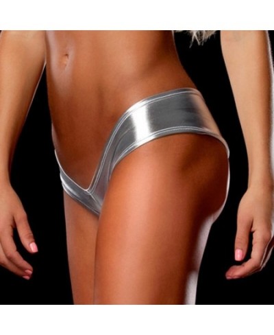 Lacquer Leather Trendy Panties Ladies Fashion Low-waist Panties Sexy Solid Color Panties Shiny Personality Panties $11.20 - U...