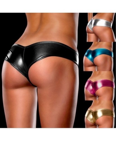 Lacquer Leather Trendy Panties Ladies Fashion Low-waist Panties Sexy Solid Color Panties Shiny Personality Panties $11.20 - U...