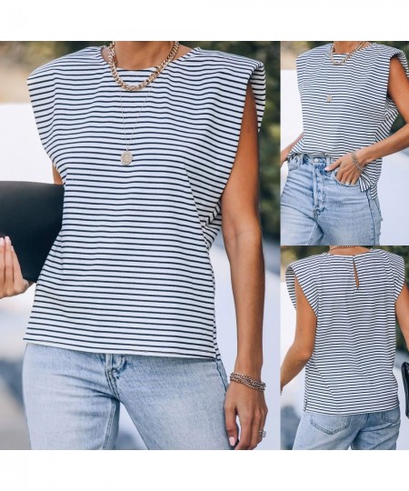 Women Blouse Top Stripe Print Stylish T-shirts $53.39 - Underwear