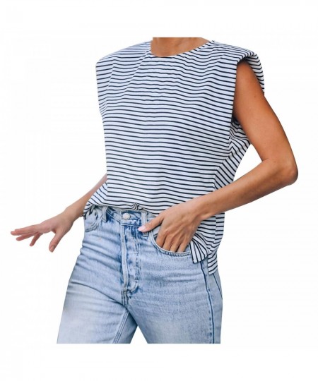 Women Blouse Top Stripe Print Stylish T-shirts $53.39 - Underwear