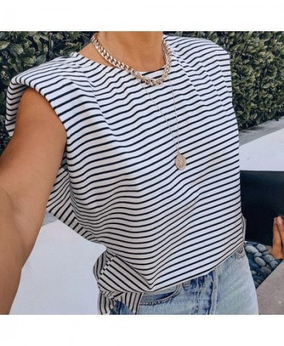 Women Blouse Top Stripe Print Stylish T-shirts $53.39 - Underwear