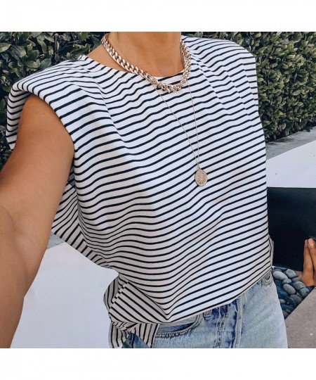 Women Blouse Top Stripe Print Stylish T-shirts $53.39 - Underwear