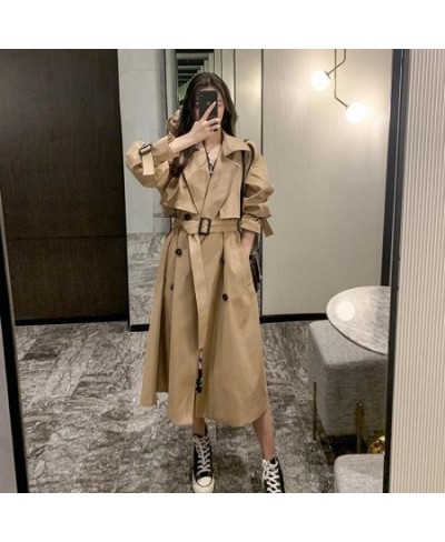 2022 Fashion Women Spring Autumn Long Light Trench Coat Warm Lapel Female Windbreaker Long Sleeve Lady Casual Khaki Trench $5...