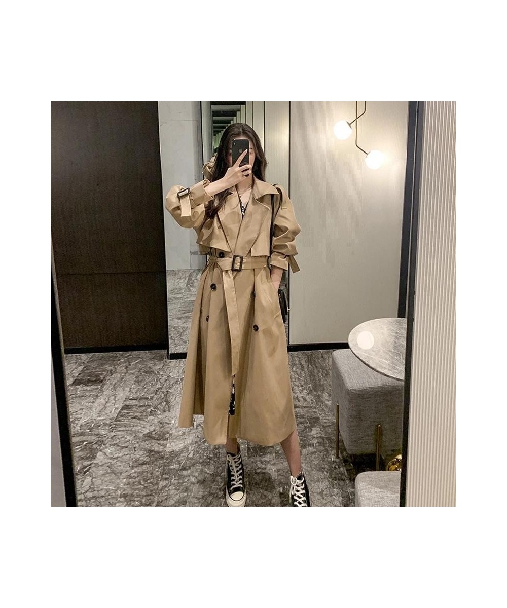 2022 Fashion Women Spring Autumn Long Light Trench Coat Warm Lapel Female Windbreaker Long Sleeve Lady Casual Khaki Trench $5...