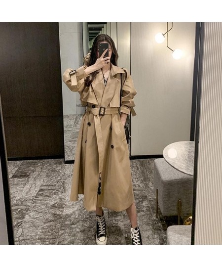 2022 Fashion Women Spring Autumn Long Light Trench Coat Warm Lapel Female Windbreaker Long Sleeve Lady Casual Khaki Trench $5...