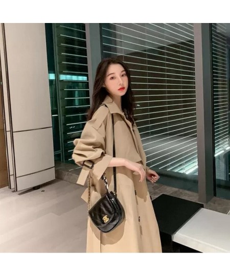 2022 Fashion Women Spring Autumn Long Light Trench Coat Warm Lapel Female Windbreaker Long Sleeve Lady Casual Khaki Trench $5...