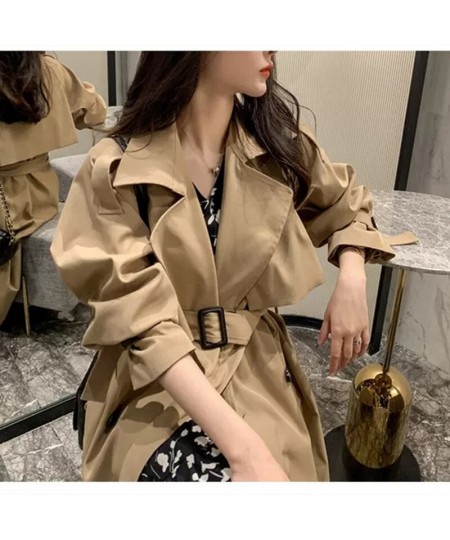 2022 Fashion Women Spring Autumn Long Light Trench Coat Warm Lapel Female Windbreaker Long Sleeve Lady Casual Khaki Trench $5...