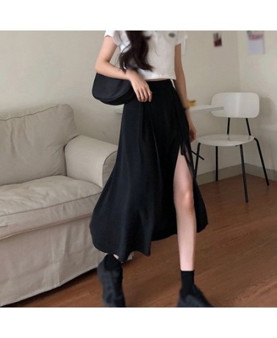 Summer Split Skirts Women Medium Length Skirt Irregular Lace Up Skirts Plus Size Black Short Dresses Clothing $26.57 - Skirts