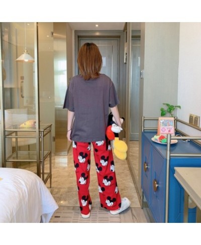 Anime Cartoon Mickey Mouse Soft Pajamas 2 Piece Set Women Short Sleeve Pullover and Pants Casual Homewear Sets De Pijama $34....