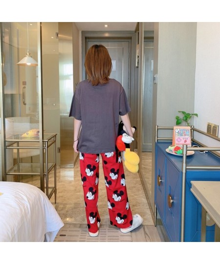 Anime Cartoon Mickey Mouse Soft Pajamas 2 Piece Set Women Short Sleeve Pullover and Pants Casual Homewear Sets De Pijama $34....