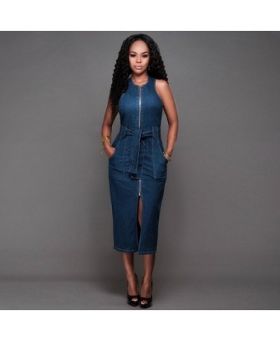 New Fashion Denim Dress Front Tie Sleeveless Bodycon Dress Denim Skirt Prom Dress S-XL $46.67 - Skirts