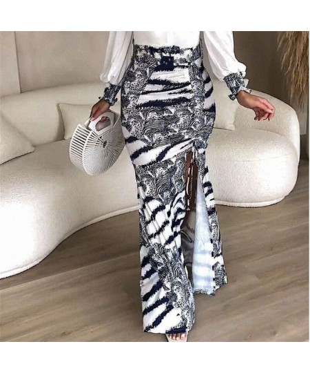 Summer Women Fashion Zebra Print Split Skirt Ruched Pleated High Street Wear Wrap Hip Midi Skirt $51.76 - Skirts