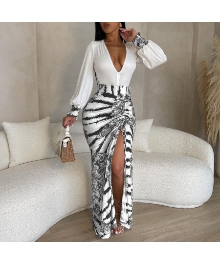 Summer Women Fashion Zebra Print Split Skirt Ruched Pleated High Street Wear Wrap Hip Midi Skirt $51.76 - Skirts