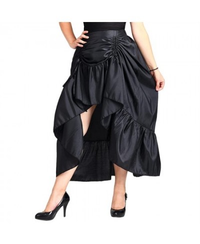 Courtly Style Women's Skirt Solid Color Female Pleated Irregular Front Short Back Long Skirts Ladies High Waist A line Skirt ...