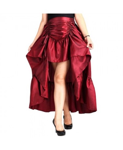 Courtly Style Women's Skirt Solid Color Female Pleated Irregular Front Short Back Long Skirts Ladies High Waist A line Skirt ...