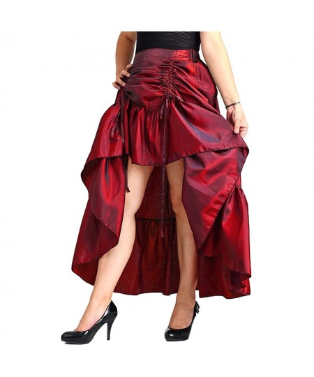 Courtly Style Women's Skirt Solid Color Female Pleated Irregular Front Short Back Long Skirts Ladies High Waist A line Skirt ...