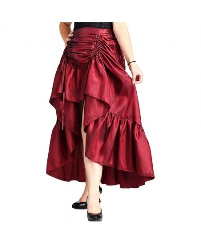 Courtly Style Women's Skirt Solid Color Female Pleated Irregular Front Short Back Long Skirts Ladies High Waist A line Skirt ...