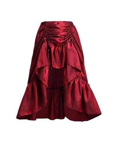 Courtly Style Women's Skirt Solid Color Female Pleated Irregular Front Short Back Long Skirts Ladies High Waist A line Skirt ...