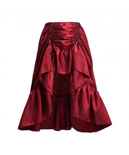 Courtly Style Women's Skirt Solid Color Female Pleated Irregular Front Short Back Long Skirts Ladies High Waist A line Skirt ...