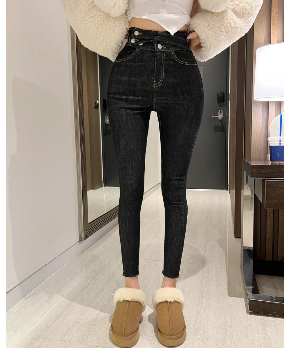 Streetwear Jeans for Women Light Blue Lace-up High Waisted Pencil Pants Mom Elastic Denim Korean Sexy Pantalones Ladies Botto...