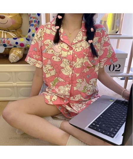 Melody Pajamas Set For Women Girls 2022 Summer Clothes Y2k Aesthetic Shorts Cotton Nightwear Sleepwear Pijamas De Mujer $34.4...