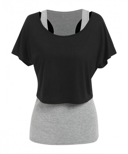 Heathered Tank Top and Cropped Plain T-shirt Women Twinset T Shirt Tee Sporty Fancy Like Casual Active T-Shirts $29.89 - Tops...