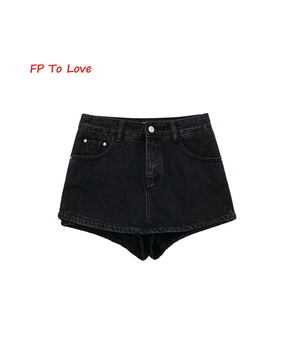 Denim Mini Shorts Skirts Basic Culotte Sexy Streetwear Woman Blue Black Quality Summer Spring Bottom $38.59 - Skirts