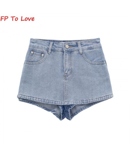 Denim Mini Shorts Skirts Basic Culotte Sexy Streetwear Woman Blue Black Quality Summer Spring Bottom $38.59 - Skirts