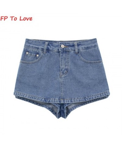 Denim Mini Shorts Skirts Basic Culotte Sexy Streetwear Woman Blue Black Quality Summer Spring Bottom $38.59 - Skirts