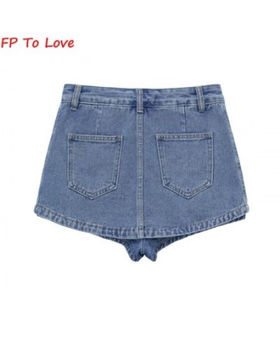 Denim Mini Shorts Skirts Basic Culotte Sexy Streetwear Woman Blue Black Quality Summer Spring Bottom $38.59 - Skirts