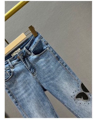 Butterfly Sequins Jeans Women Bling Bling Spring Autumn Woman High Waist Pencil Denim Pants $46.35 - Jeans