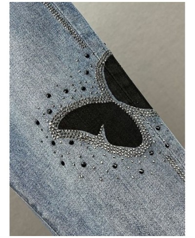 Butterfly Sequins Jeans Women Bling Bling Spring Autumn Woman High Waist Pencil Denim Pants $46.35 - Jeans