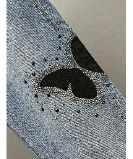 Butterfly Sequins Jeans Women Bling Bling Spring Autumn Woman High Waist Pencil Denim Pants $46.35 - Jeans