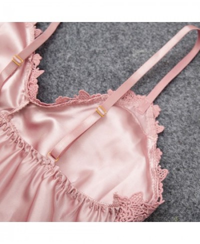 Female 5PCS Sleepwear Set Satin Lace Pajamas Camisole Nightdress Pants Shorts Robe Suit For Solid Home Nightwear Pijama $45.9...