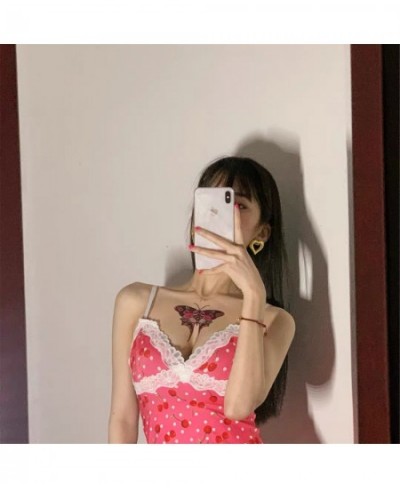 Sexy Lingerie Lovely Cherry Nightdress Pajamas Private Lace Sling Split Slim 2022 New Girl Sleep Tops Women Summer $36.72 - S...