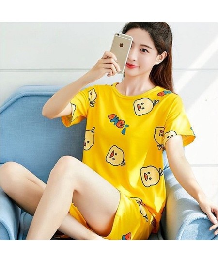 Women's Pajamas Set Thin Sweet Short-Sleeved Shorts Nightgown Teenager Set Cute Cartoon Girl Sleepwear Home Clothes $21.35 - ...