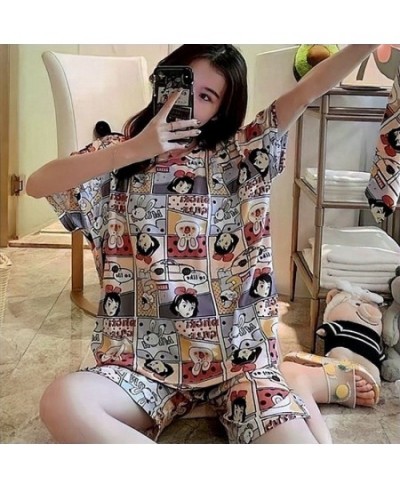 Women's Pajamas Set Thin Sweet Short-Sleeved Shorts Nightgown Teenager Set Cute Cartoon Girl Sleepwear Home Clothes $21.35 - ...