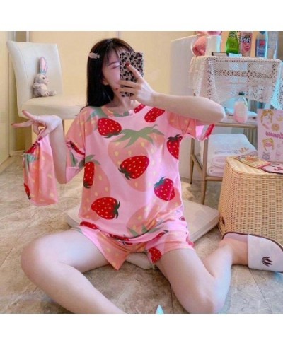 Women's Pajamas Set Thin Sweet Short-Sleeved Shorts Nightgown Teenager Set Cute Cartoon Girl Sleepwear Home Clothes $21.35 - ...