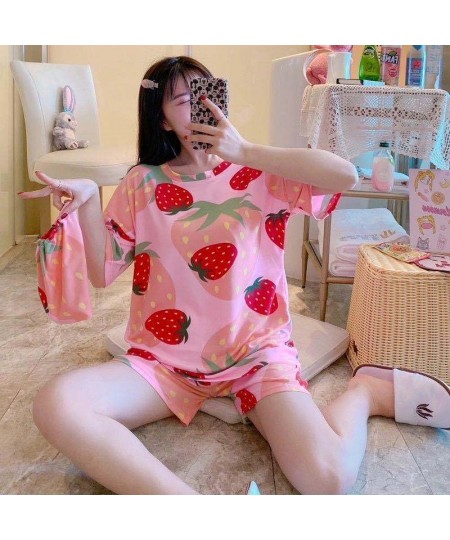 Women's Pajamas Set Thin Sweet Short-Sleeved Shorts Nightgown Teenager Set Cute Cartoon Girl Sleepwear Home Clothes $21.35 - ...