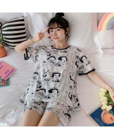 Women's Pajamas Set Thin Sweet Short-Sleeved Shorts Nightgown Teenager Set Cute Cartoon Girl Sleepwear Home Clothes $21.35 - ...